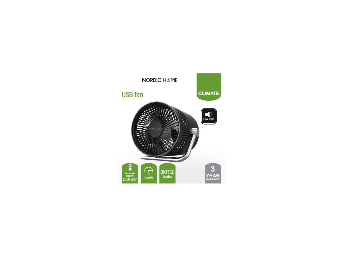 DELTACO USB Fan, 3 Speeds FT-772 Black (7333048054982)