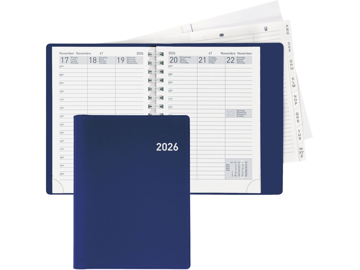 BIELLA Agenda Rex Wire-O 2026 825773050026U 1S/2P blu ML 10.1x14.2cm (7611365526000)