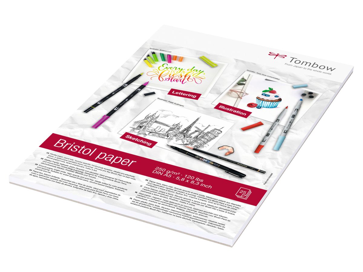 TOMBOW Zeichenblock Bristol A5 PB-MARK-5 hellweiss, 250g 25 Blatt (4003198950238)