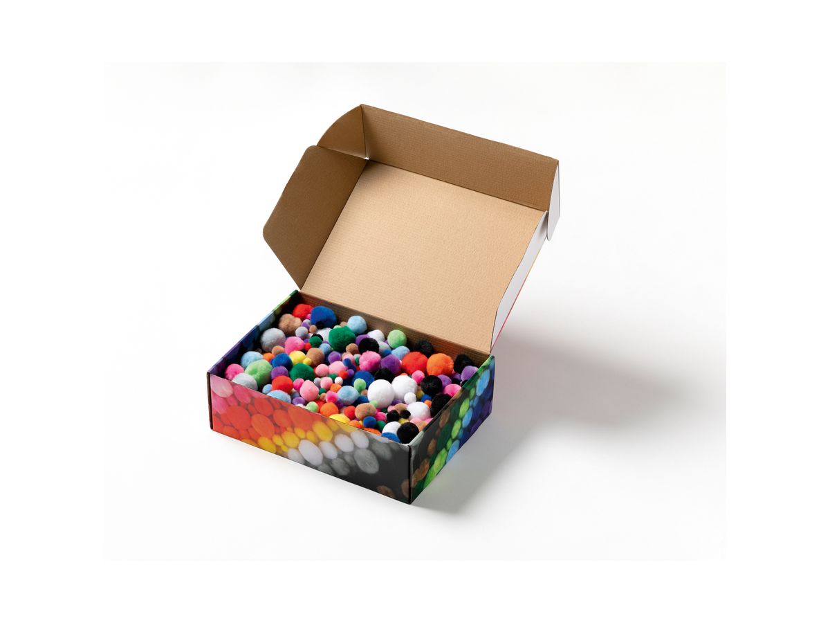 FOLIA Pompons Mix multi colorato200g 50209 Jumbo Pack, 1-4cm (4001868136470)