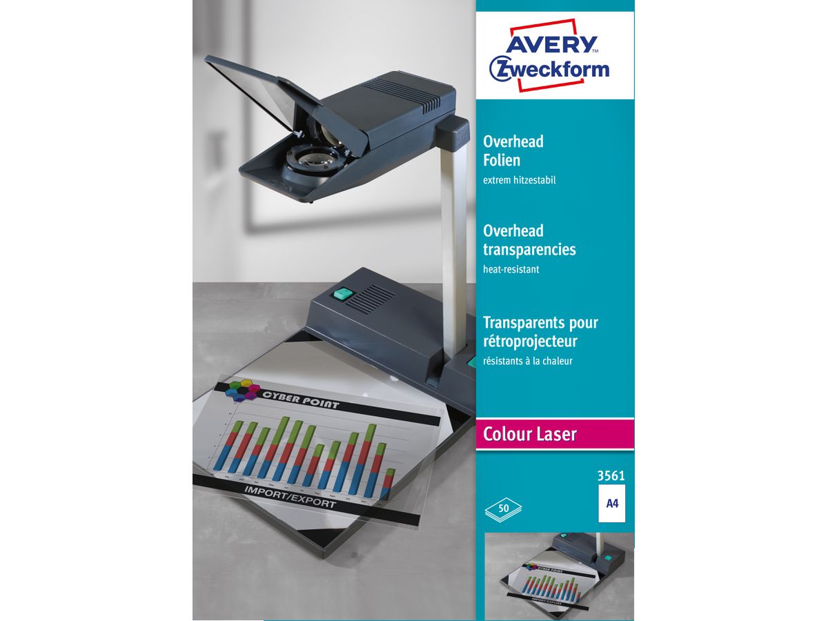 AVERY ZWECKFORM Overhead-Folie A4 3561 0.13mm Color Laser 50 Blatt (4004182035610)