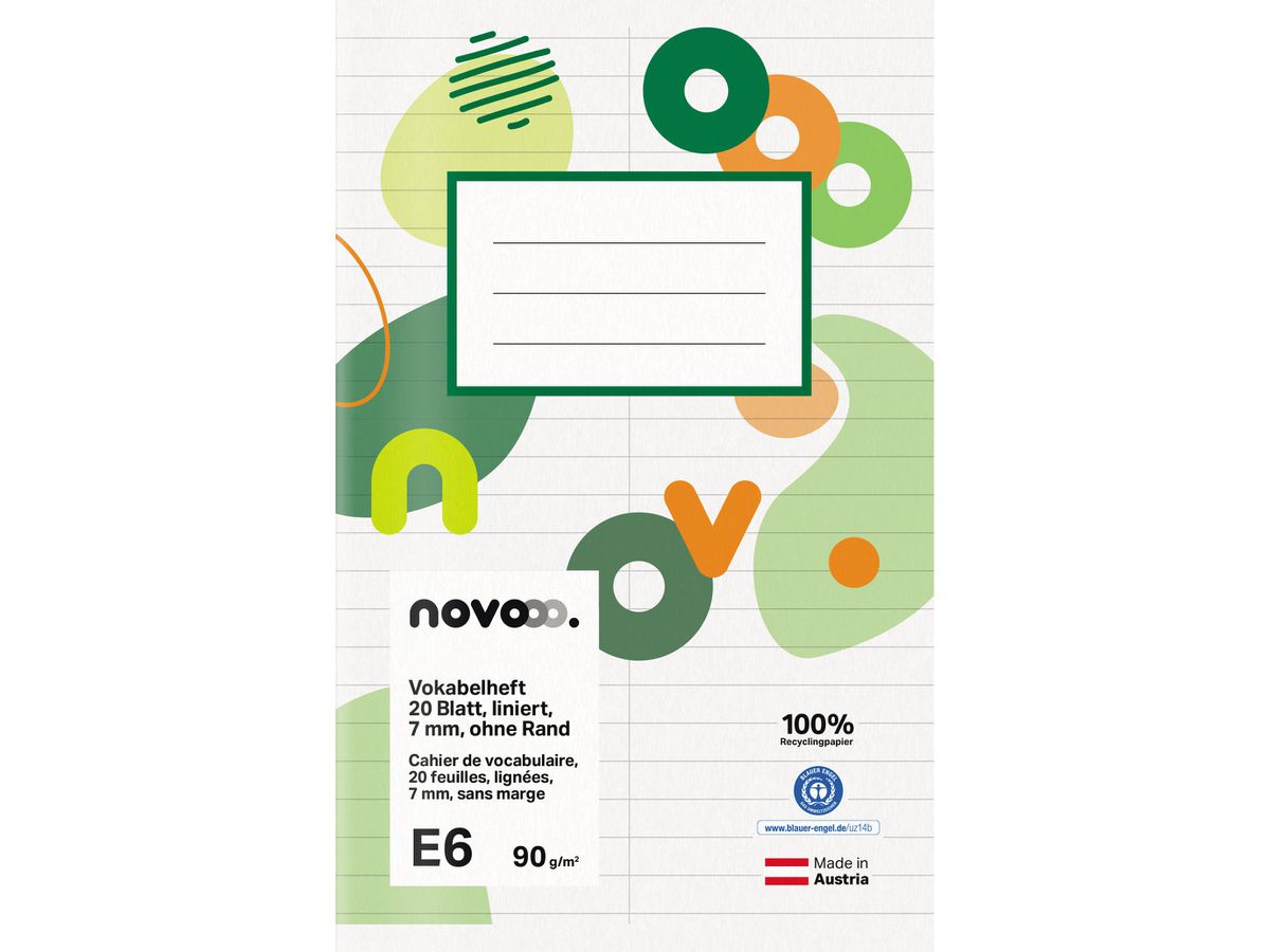 NOVOOO Quaderno di vocabolario E6 729770 9mm rigato senza bordo 90g (9010729085500)