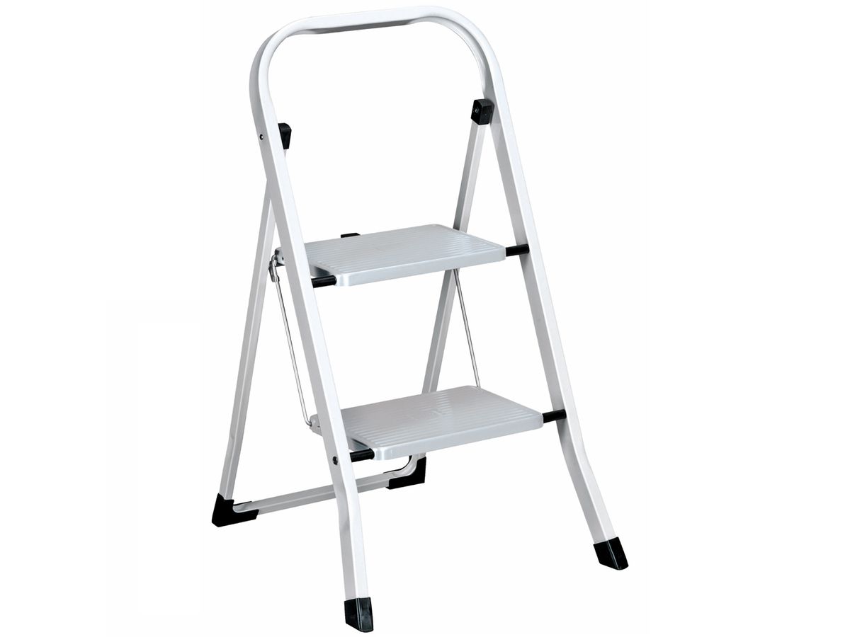 HAILO Klapptrittleiter Stahl Basic 370.156671.20 2 Stufen weiss (7640120162566)