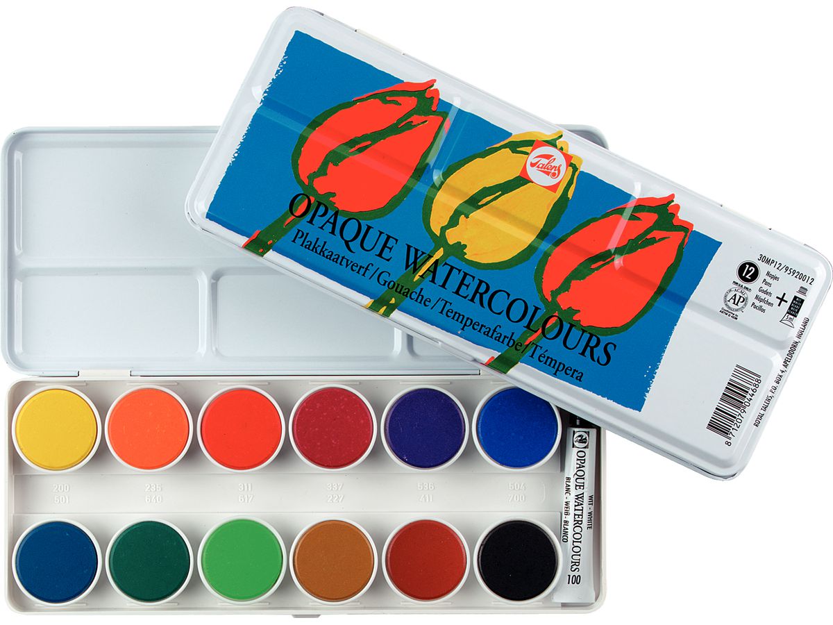 TALENS Couleur opaque aquarelle Set 95920012 12 couleurs + 1 tube blanc (8712079044688)