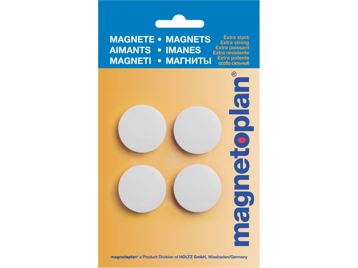 MAGNETOPLAN Haltemagnete Magnum 16600400 weiss, Blister 4 Stk. (4013695020495)