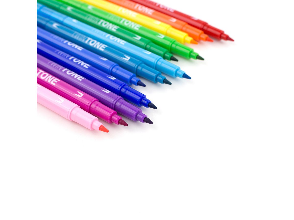 TOMBOW Fasermaler TwinTone Marker WS-PK-12P-3 Rainbow 12-tlg. (4003198142664)