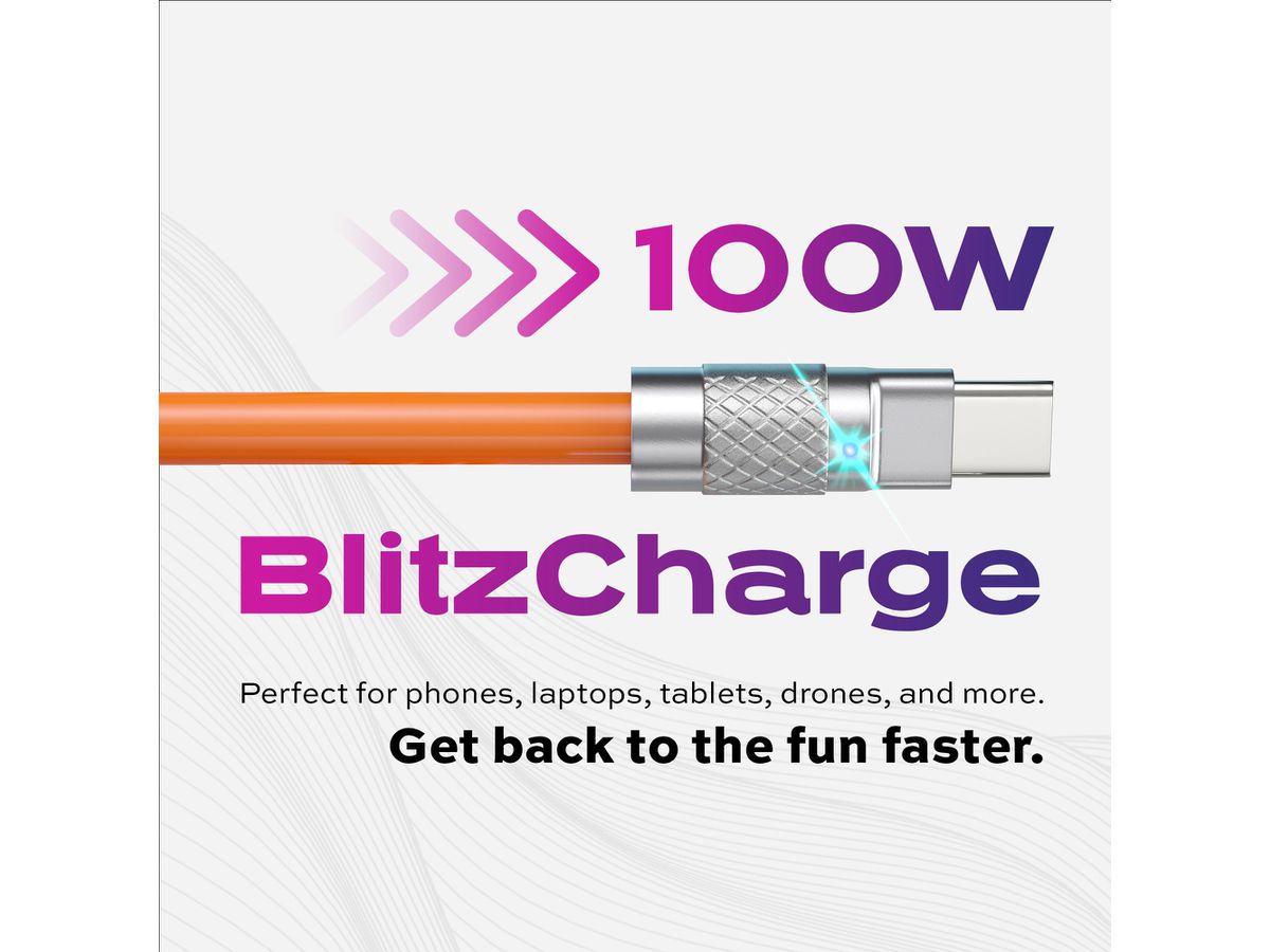 STATIK TSumoCharge 100W PUP-0126-ORG-CC-6FT Cable 1.8m, USB-C to C Orange (0810024053971)