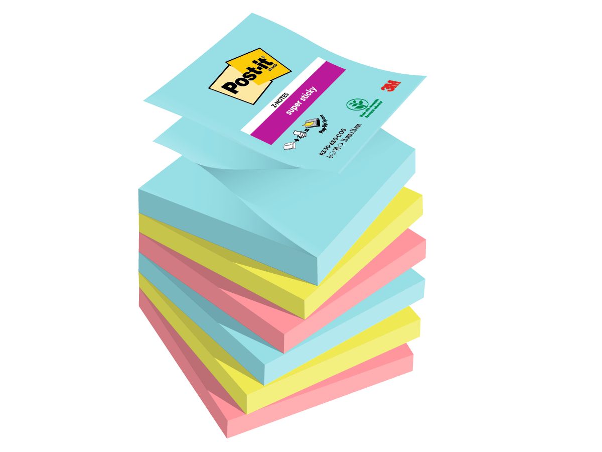 POST-IT Super Sticky Z-Notes 76x76mm R3306SSCO Cosmic 3 Farben 6x90 Blatt (0076308871680)