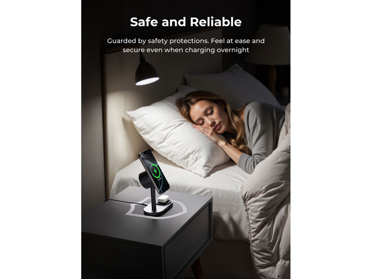 AUKEY MagFusion 2-IN-1 Fastcharger LC-MC213 Wireless Charger 25W Qi2.2 (0689323791392)