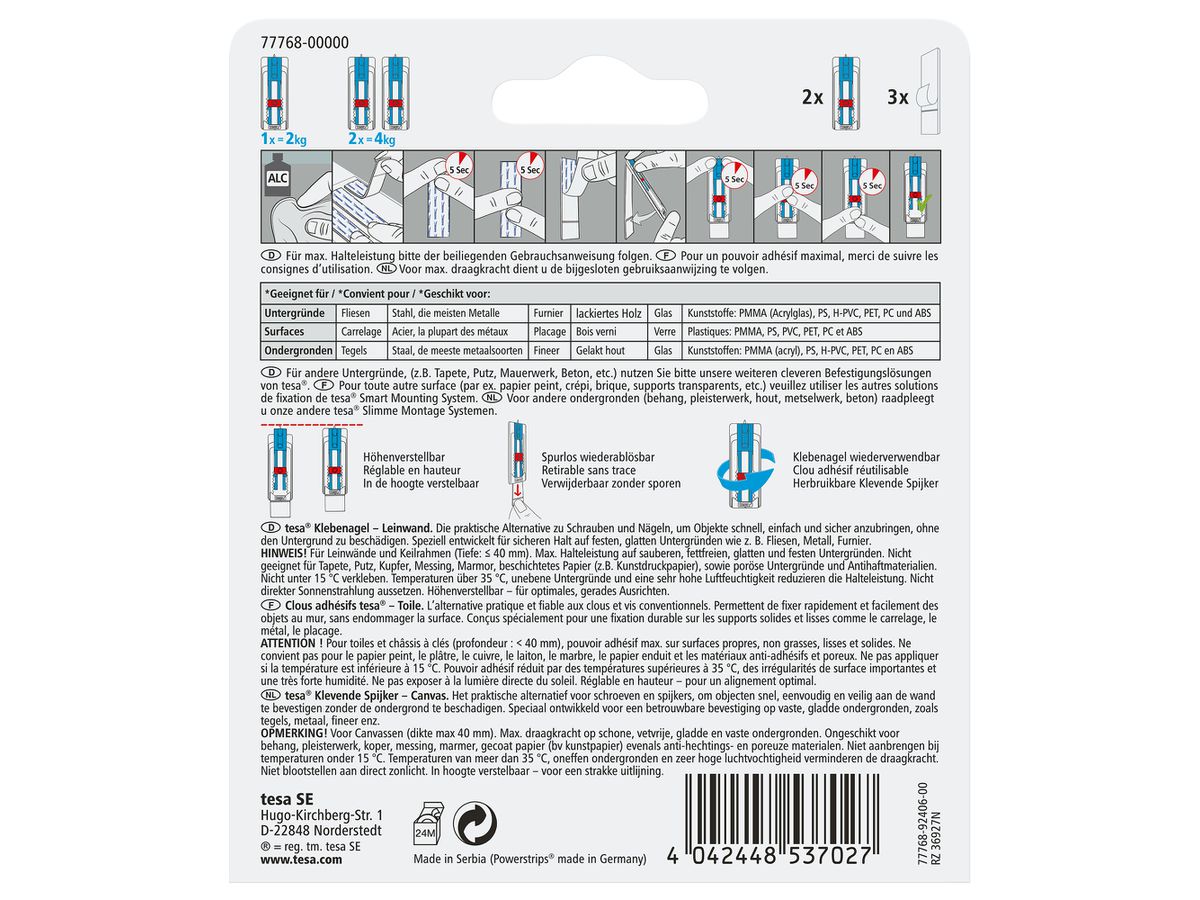 TESA Klebenagel 2x2kg 77768-00000 Fliesen & Metall (4042448537027)