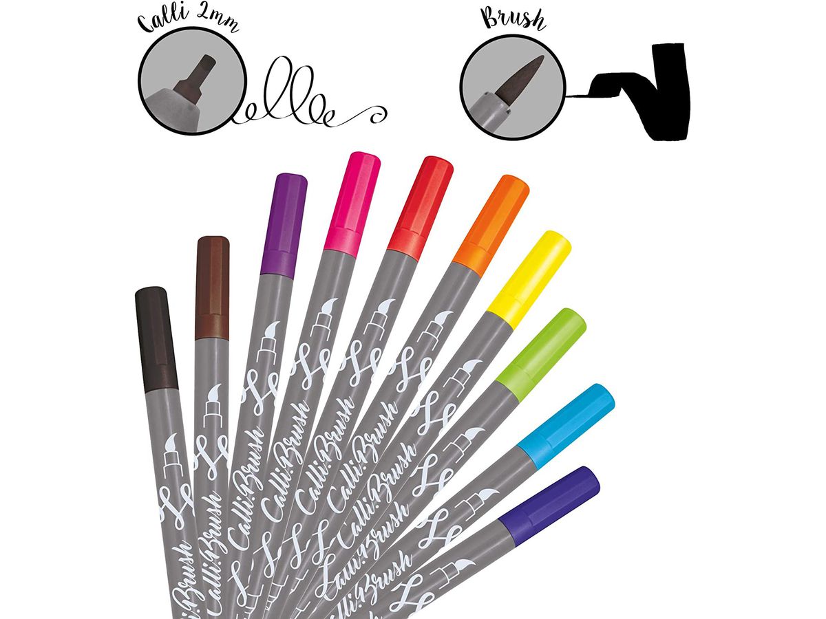 ONLINE Calligraphy Brush Pens 19051 Double Tip, Set, 10 pcs. (4014421190512)