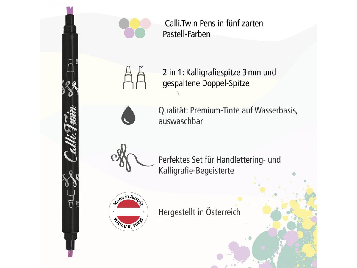 ONLINE Calli Brush Twin 3mm 18608 Pastel, ass. 5 pezzi (4014421186089)
