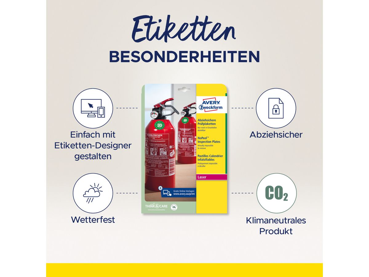 AVERY ZWECKFORM Prüfplaketten 30mm L7802-10 weiss, non-perm. 10 Bl.240Stk. (4004182068458)