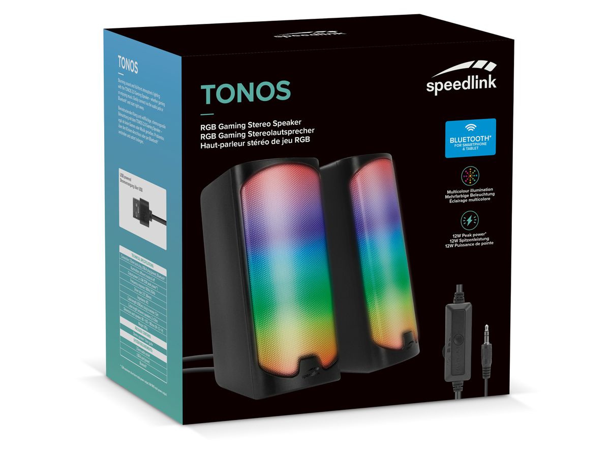 SPEEDLINK TONOS Gaming Speaker SL-810009-BK RGB, Stereo, Black (4027301935127)