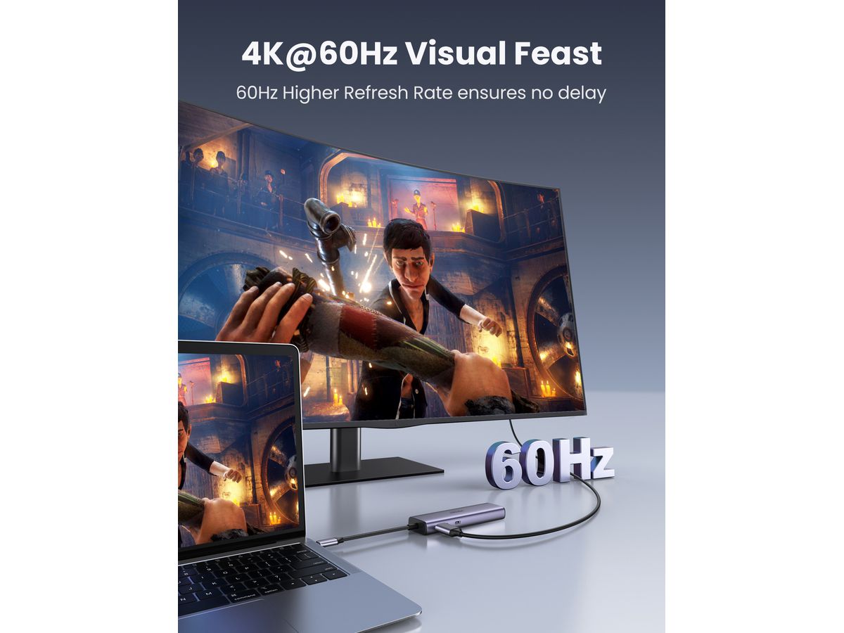 UGREEN Multifunction Adapter USB-C 60515 Ethernet Interface (6957303865154)