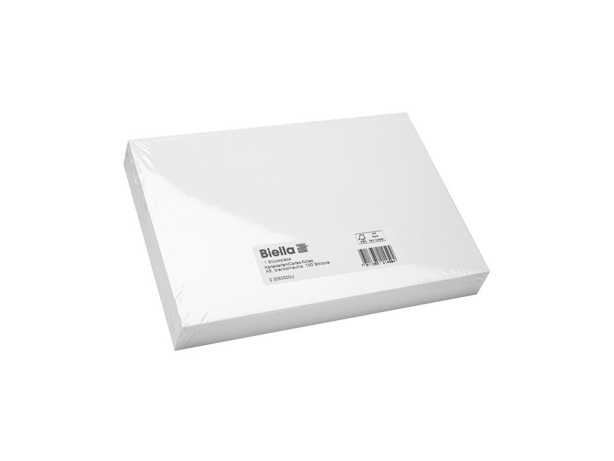 BIELLA Karteikarten blanko A5 23050000U weiss 100 Stück (7611365214594)