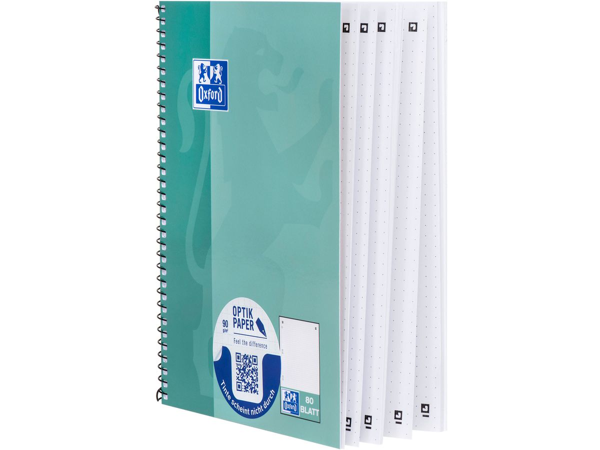 OXFORD Collegeblock SCRIBZEE A5+ 400132392 dotted, grünblau 80 Blatt (4006144022485)