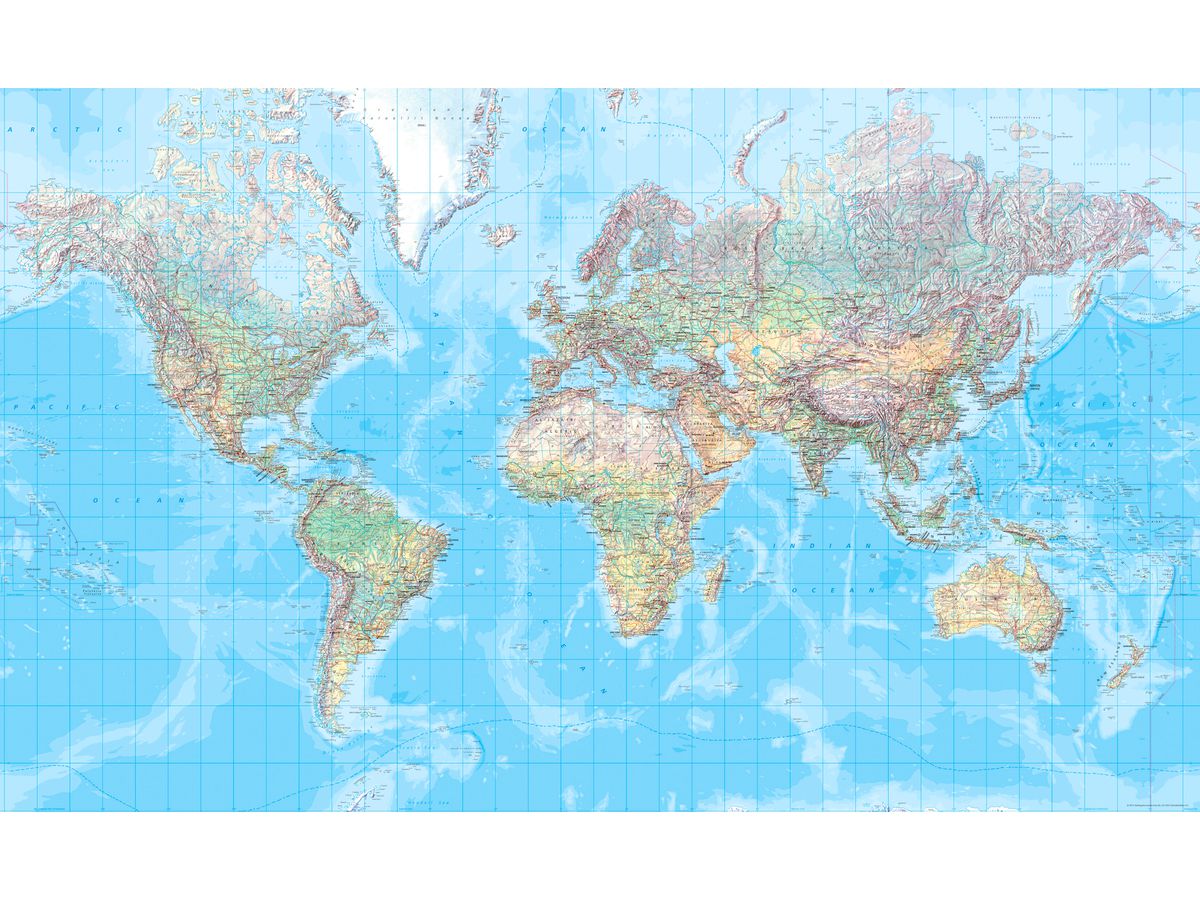KÜMMERLY+FREY Plano-Mappamondo 202x123cm 325994016 fisico 1:20 Mio. (9783259940167)