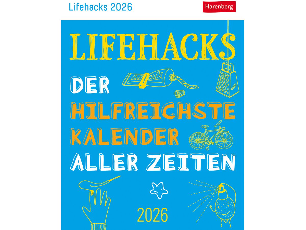 HARENBERG Calendrier détachable 2026 3309949+26 Lifehacks DE 11x14cm (9783840036484)