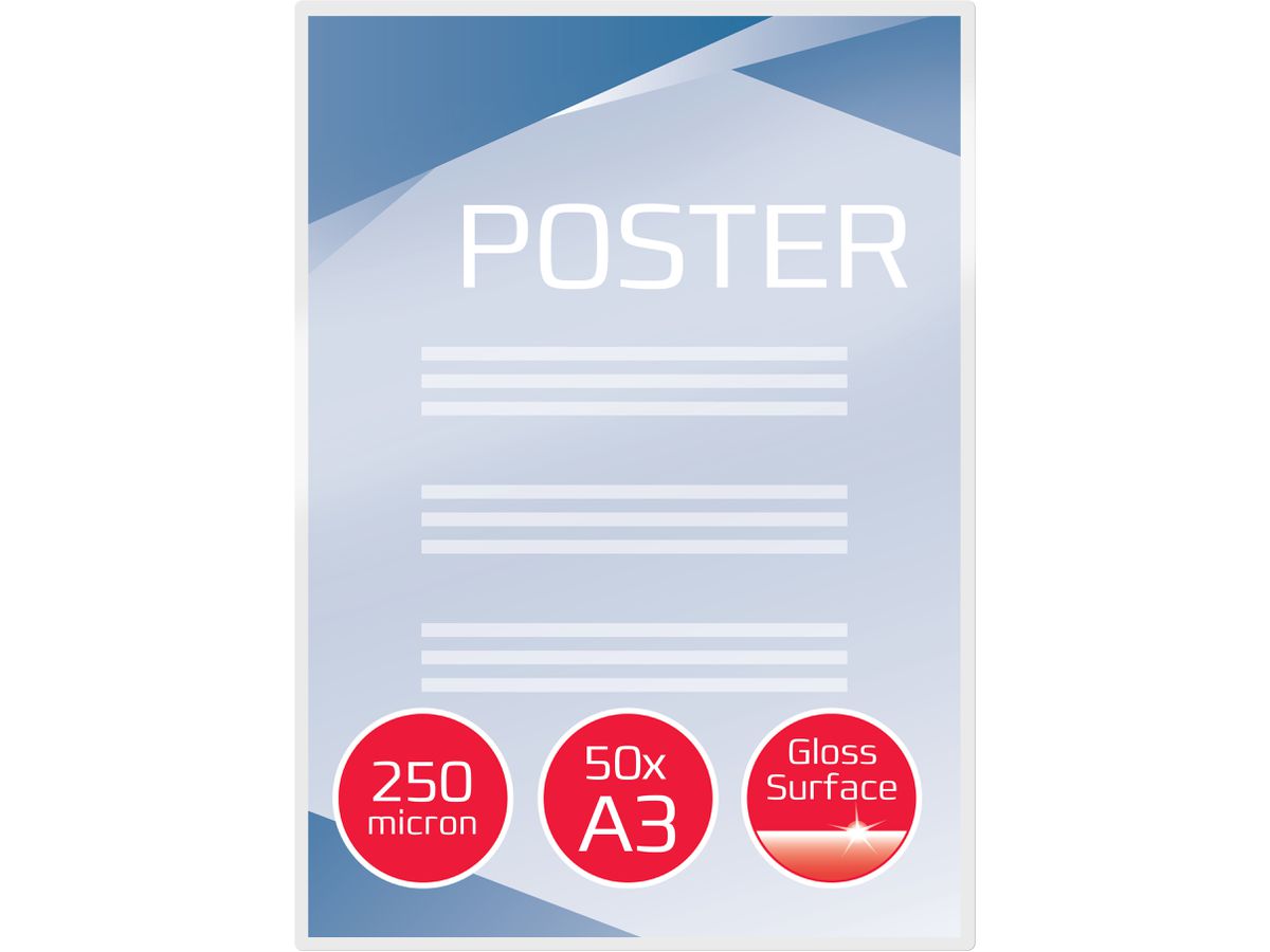 GBC Pochettes à plastifier A3 3740450 brillant, 250my 50 pcs. (0033816030923)