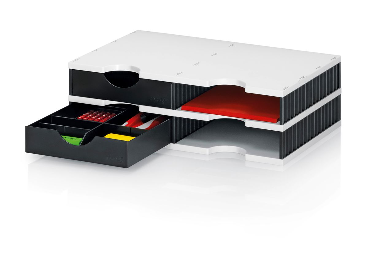 STYRO Ablagesystem styrodoc duo 268-0202.989 grau/schwarz 2 F./2 Schubl. (7612176081368)