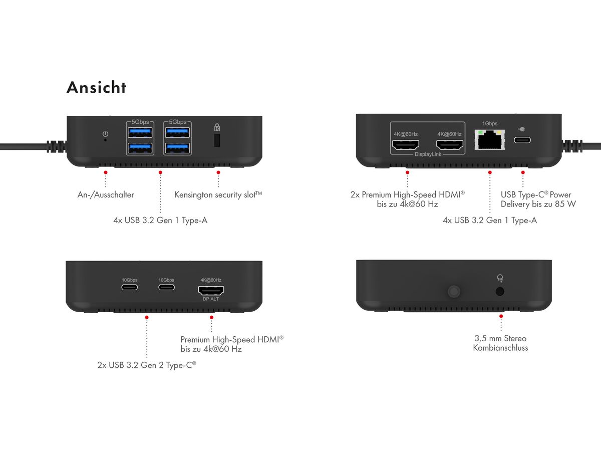 ICY BOX Mobile Dockingstation 12in1 IB-DK4090-C 3xHDMI,2x USB-C 3.2G2,4x USB-A (4250078174318)
