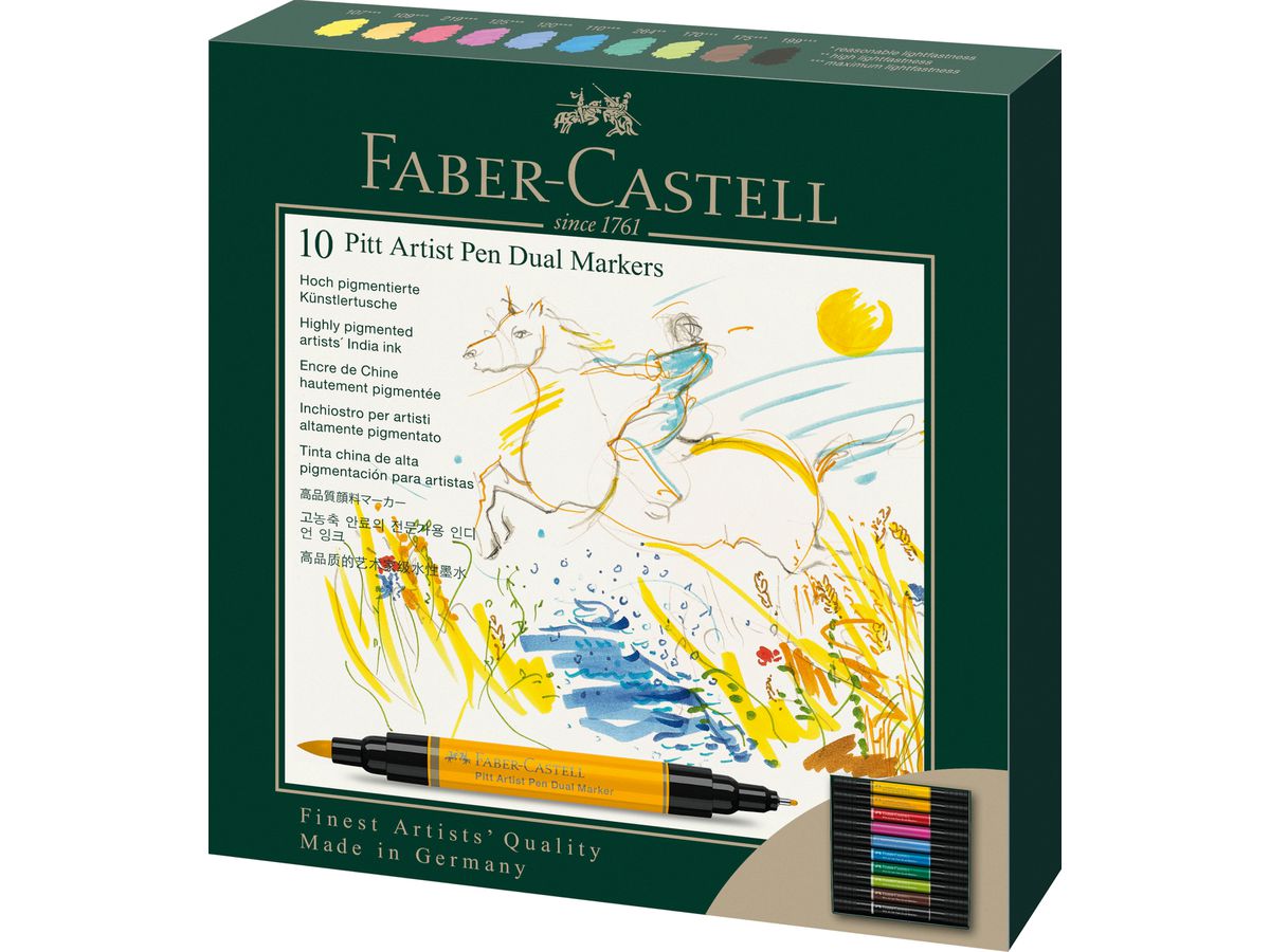 FABER-CASTELL Artist Pen Dual Marker 0.8mm 162010 10 couleurs, étui (4005401620105)