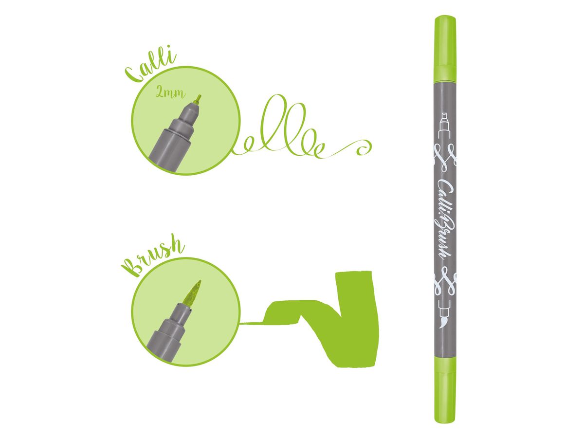 ONLINE Callibrush Pen Double Tip 2mm 19057/6 Fluo Green (4014421190574)