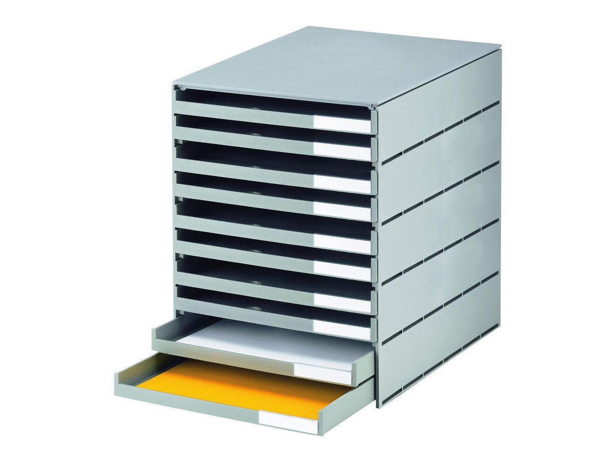 STYRO Schubladenbox styroval öko 14-8002.85 grau/grau 10 Schubladen (7612176089142)