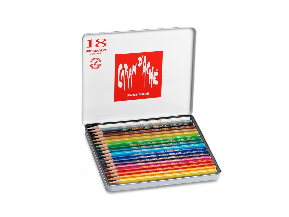 CARAN D'ACHE Farbstifte Prismalo 3mm 999.318 ass. in Metallsch. 18 Stück (7610186013188)