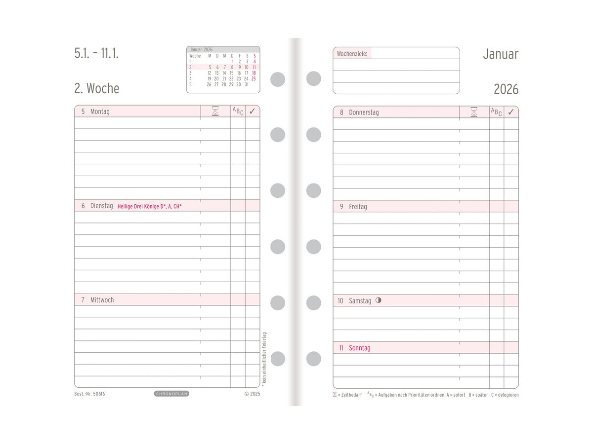 CHRONOPLAN Piano settimanale sost. 2026 50616Z.26 1S/2P Mini (4004182088586)