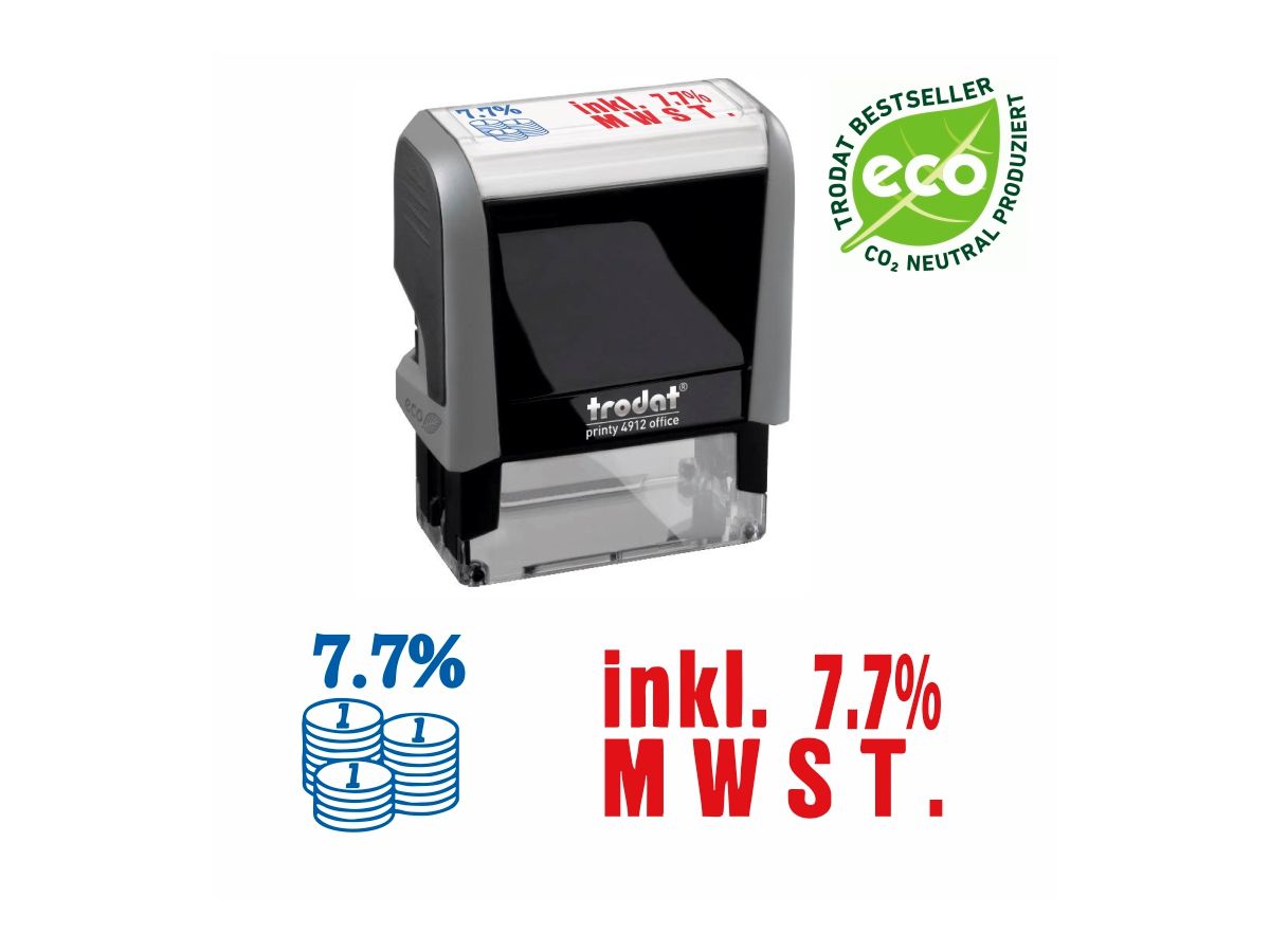 TRODAT Tampon inkl. 7,7% MwSt. 4912INKLUSIV bleu/rouge 47x18mm (0092399686217)
