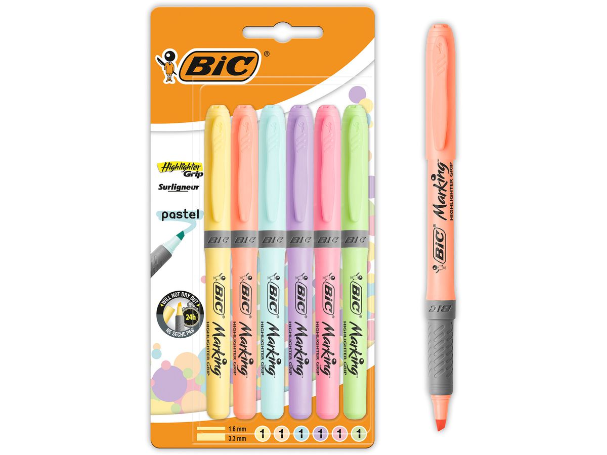 BIC Textmarker Pastel 992561 6 colori ass. (3086123593725)