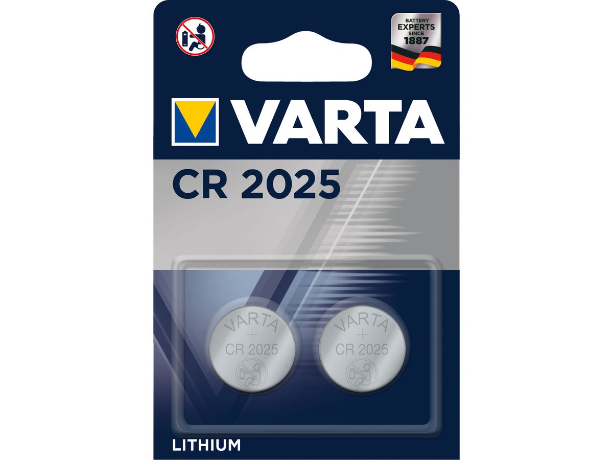 VARTA Knopfzelle 6025101402 CR2025, 2 Stück (4008496746422)