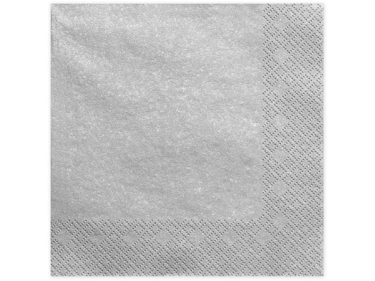 PARTYDECO Servietten 33x33cm SP33-1-018ME silber 20 Stück (5902230736771)