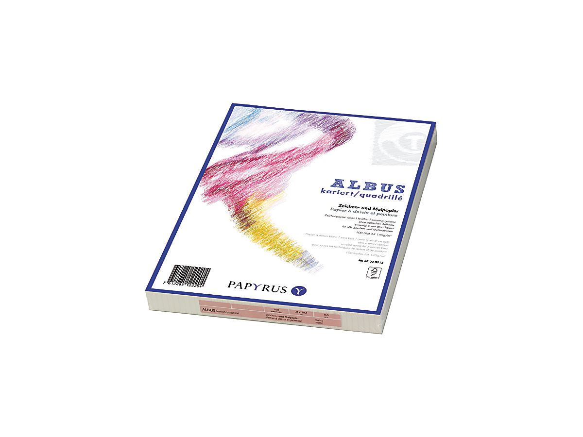 PAPYRUS Papier à dessin A3 88020012 140g, quadrillé 5mm 100 flls. (7612285122211)
