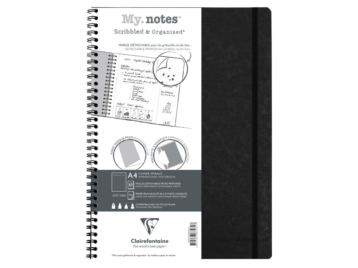 CLAIREFONTAINE AGE BAG MY.NOTES A4 783431C Spiralbuch dot schwarz 60 Bl (3329687834317)
