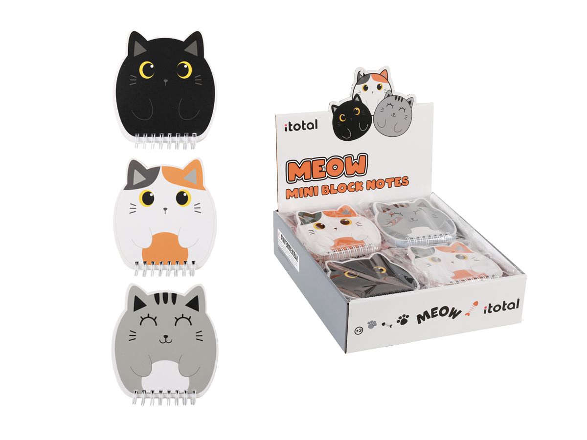 I-TOTAL Mini Notizblock 11.7x11cm XL1840B Cat, assortiert (8059037071844)