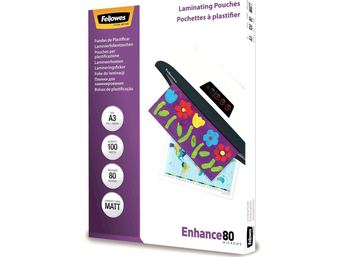 FELLOWES Laminiertasche A3 5452003 matt, 80my 100 Stk (0043859522323)