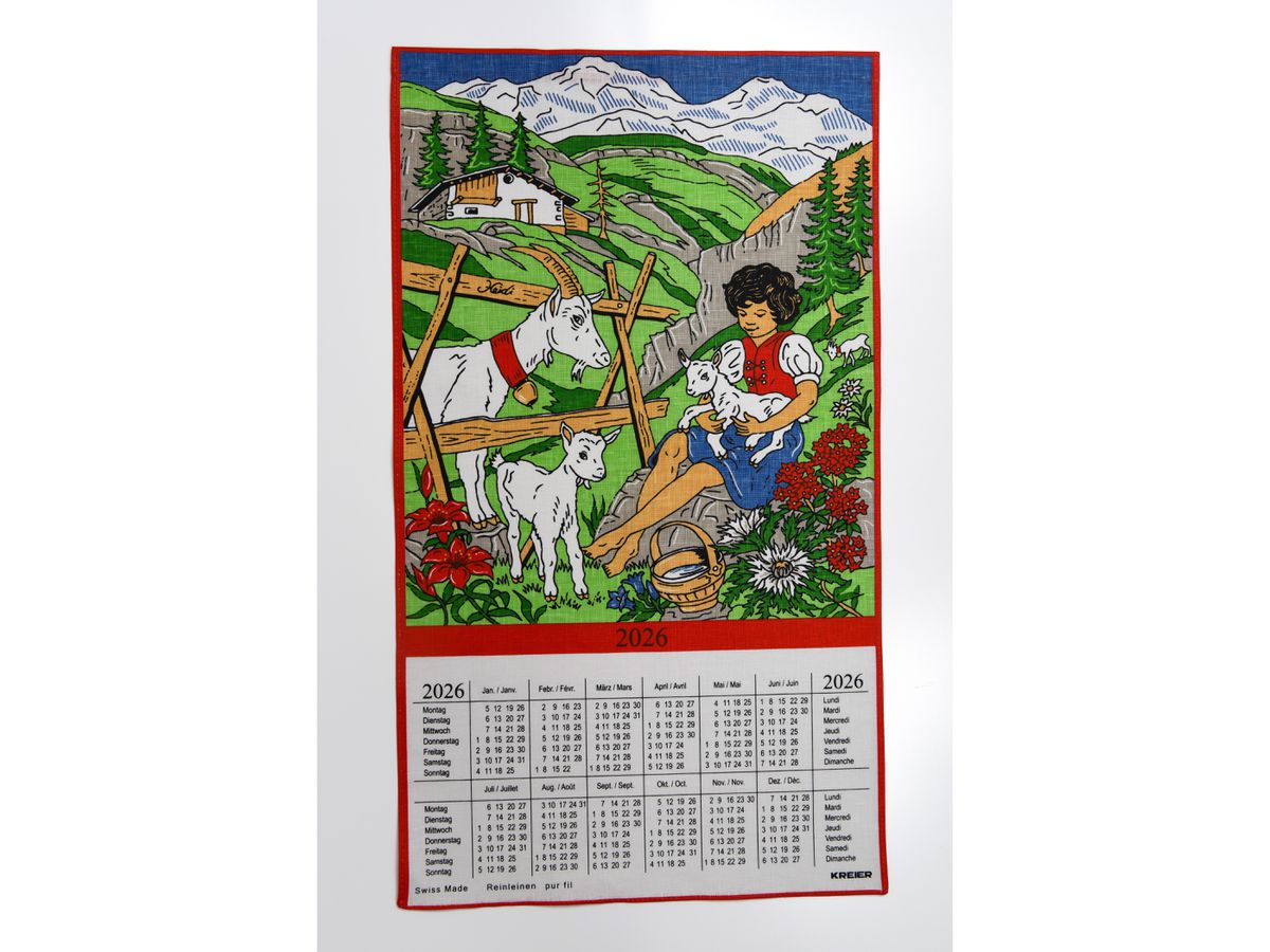 DOERIG Heidi mit Glocke 2026 19.2685+ 1J/1S ML Reinleinen 40x70cm (7630922105885)