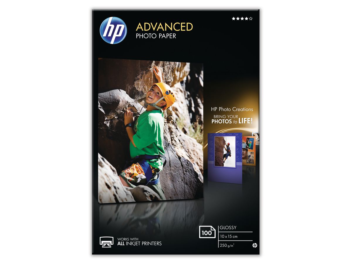 HP Advanced Glossy Photo 10x15cm Q8692A InkJet 250g, randlos 100 Blatt (0882780349605)