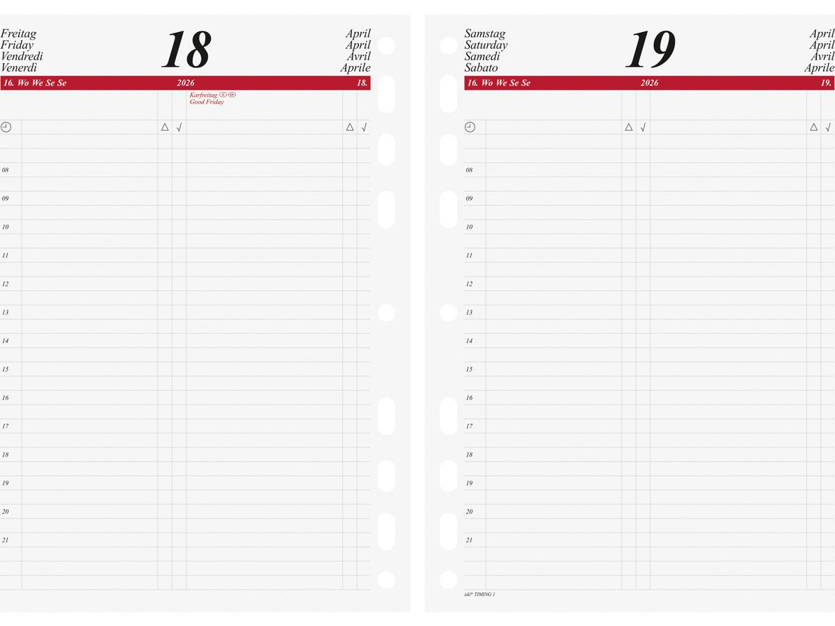 RIDOIDE Timing 1 Tageskalender 2026 7065900006.26 1T/1S ML 14.8x21cm (4003273792029)