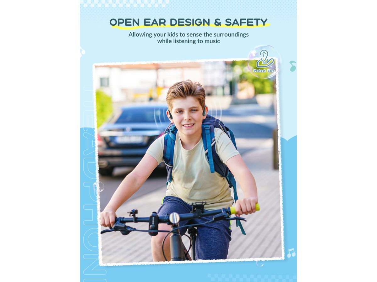 ICLEVER Kids Air Conduction Headphones C01-2589N-01 OWS01, BT, blue/black (6934911798401)
