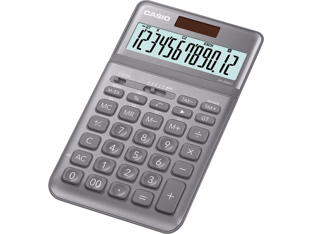 CASIO Calculatrice JW-200SC-GY-S 12 chiffres gris (4549526700484)