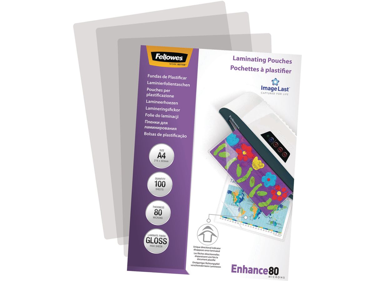 FELLOWES Laminiertasche A4 5306114 glanz, 80my 100 Stk (0077511530616)