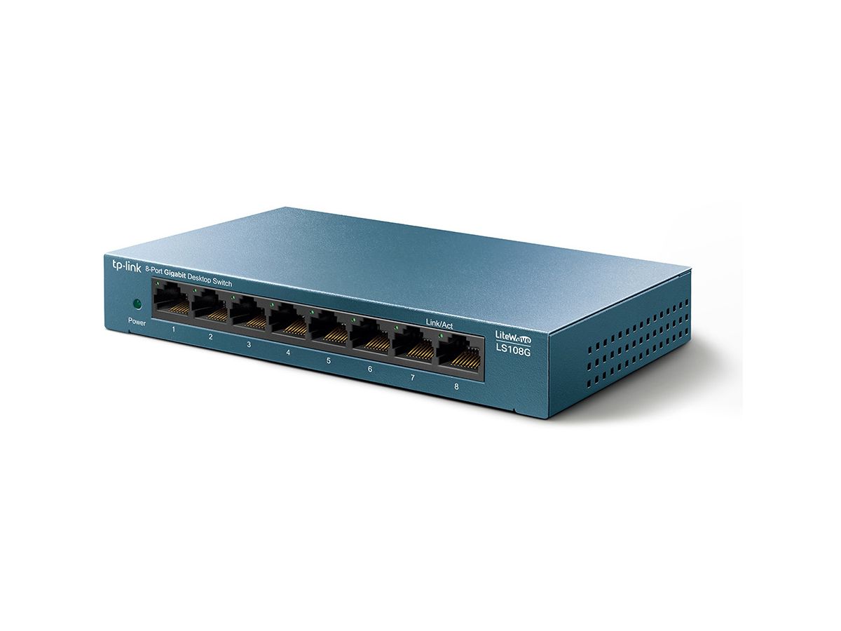 TP-LINK LiteWave 8-Port Switch LS108G 8GB RJ45 Ports, Steel Case (6935364085452)