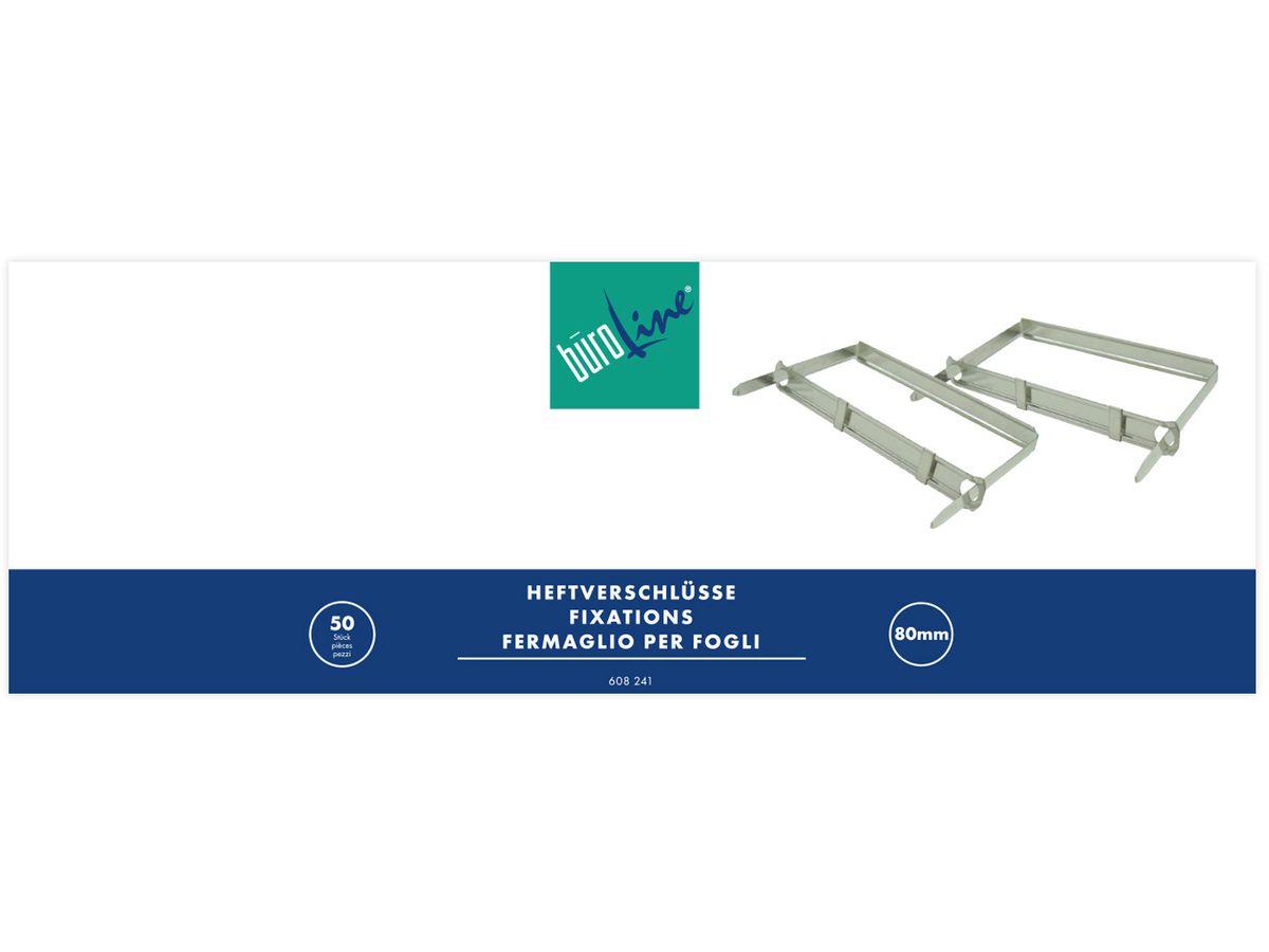 BÜROLINE Heftverschlüsse 8.0cm 608241 Metall 50 Stück (7612532012746)