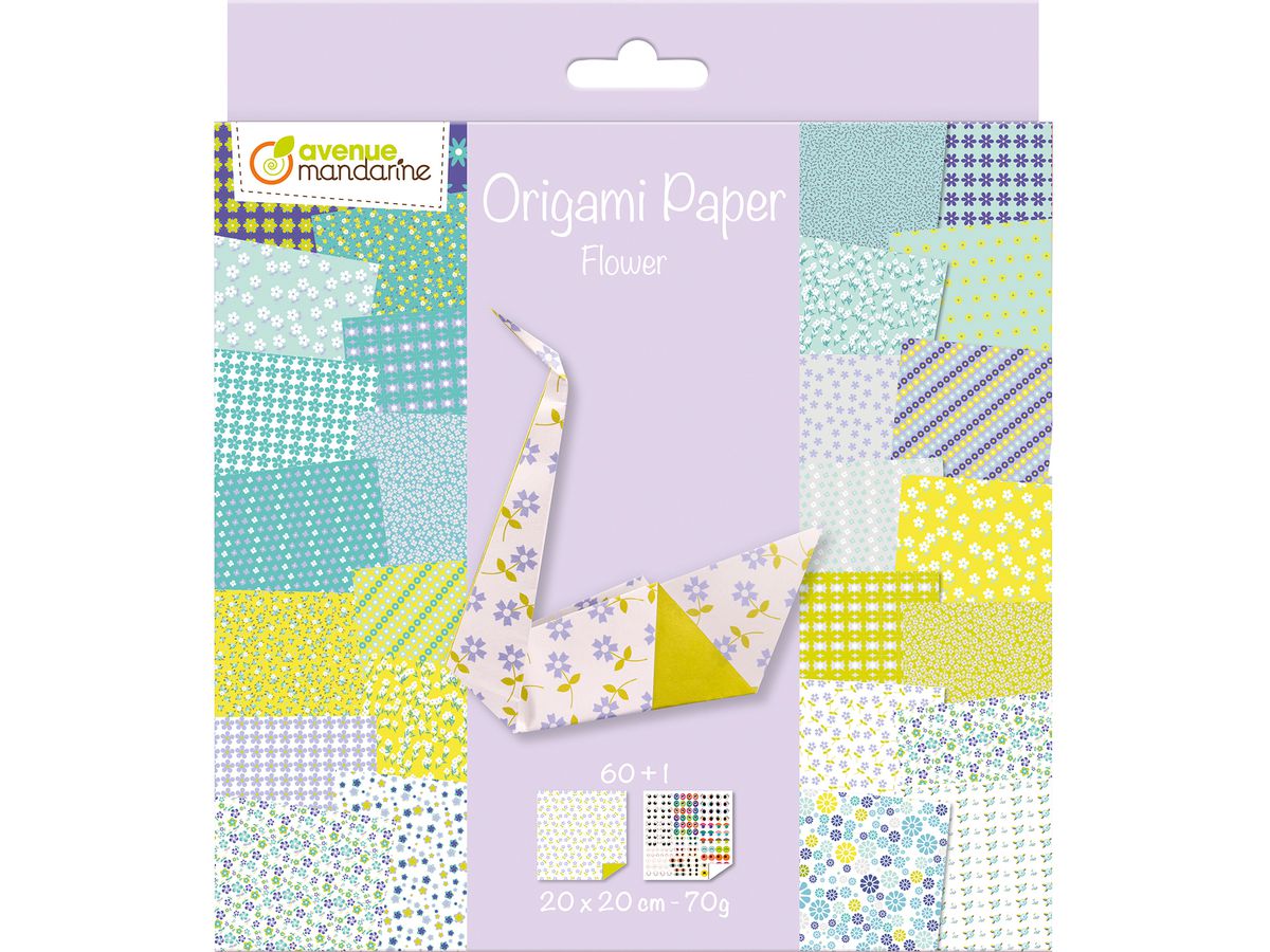 MANDARINE Fogli Origami 20x20cm 52507O Fiori 70g 60 fogli (3065500525078)