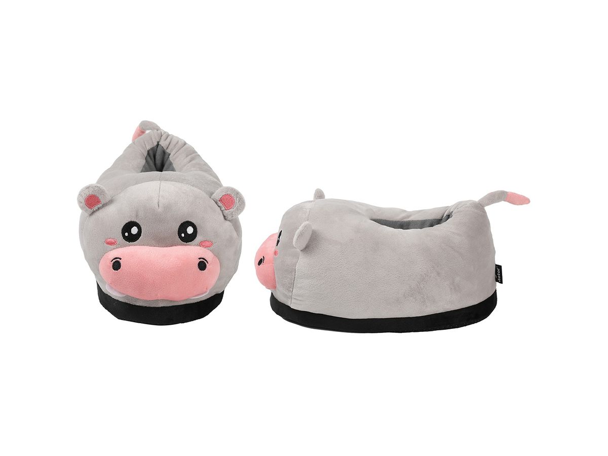 I-TOTAL Plüsch-Hausschuhe 30x19x18cm XL2850 Hippo grau (8059037079901)