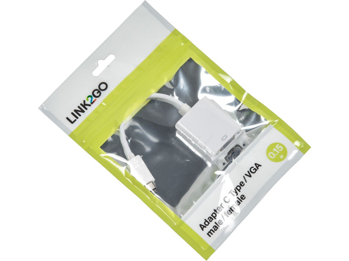 LINK2GO Adapter C Type - VGA AD6211WP male-female, 15cm (7613058029195)